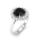 Rosec Jewels-Claw Set Black Onyx Cocktail Engagement Ring with Diamond Halo