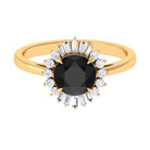 Rosec Jewels-Claw Set Black Onyx Cocktail Engagement Ring with Diamond Halo