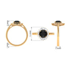 Rosec Jewels-Claw Set Black Onyx Cocktail Engagement Ring with Diamond Halo