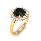 Rosec Jewels-Claw Set Black Onyx Cocktail Engagement Ring with Diamond Halo