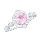 Rosec Jewels-1.25 CT Vintage Rose Quartz Engagement Ring with Diamond Accent