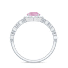 Rosec Jewels-1.25 CT Vintage Rose Quartz Engagement Ring with Diamond Accent