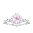 Rosec Jewels-1.25 CT Vintage Rose Quartz Engagement Ring with Diamond Accent