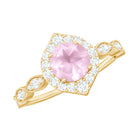 Rosec Jewels-1.25 CT Vintage Rose Quartz Engagement Ring with Diamond Accent