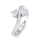 Rosec Jewels-3/4 CT Toi et Moi Moissanite Heart Two Stone Engagement Ring