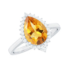 Rosec Jewels-Pear Shaped Citrine and Diamond Halo Cocktail Engagement Ring