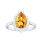 Rosec Jewels-Pear Shaped Citrine and Diamond Halo Cocktail Engagement Ring