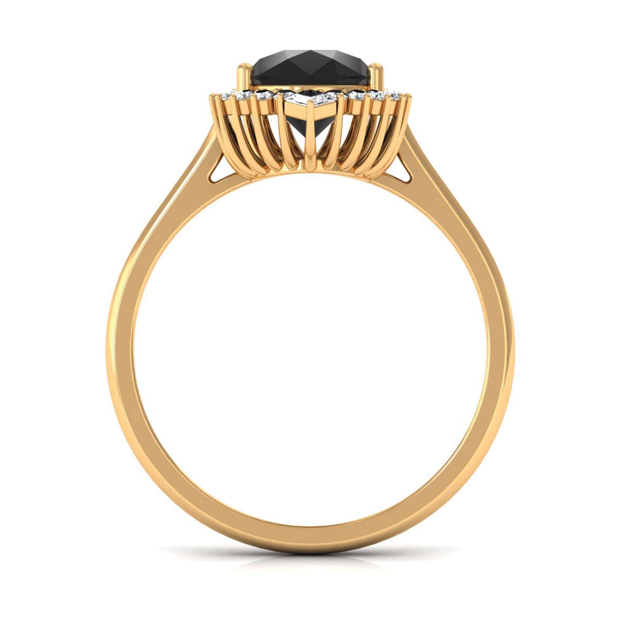 Rosec Jewels-Pear Shaped Created Black Diamond and Diamond Halo Cocktail Ring