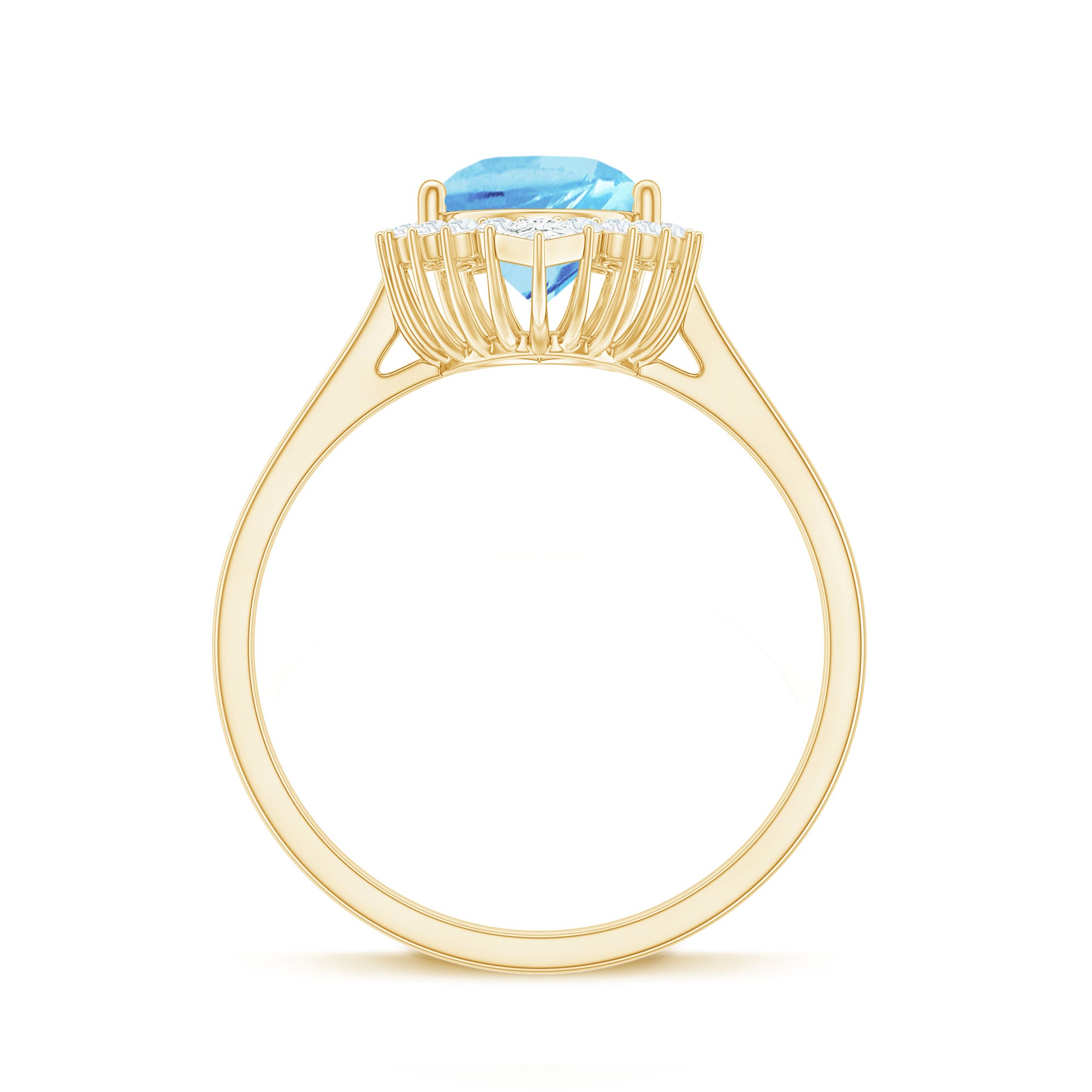 Rosec Jewels-Pear Shape Aquamarine Statement Engagement Ring with Diamond Halo