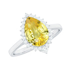 Rosec Jewels-Cocktail Halo Ring with Created Yellow Sapphire and Moissanite