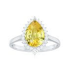 Rosec Jewels-Cocktail Halo Ring with Created Yellow Sapphire and Moissanite