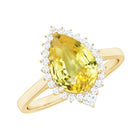 Rosec Jewels-Cocktail Halo Ring with Created Yellow Sapphire and Moissanite