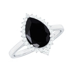 Rosec Jewels-Pear Shaped Black Onyx and Diamond Halo Cocktail Engagement Ring