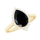 Rosec Jewels-Pear Shaped Black Onyx and Diamond Halo Cocktail Engagement Ring