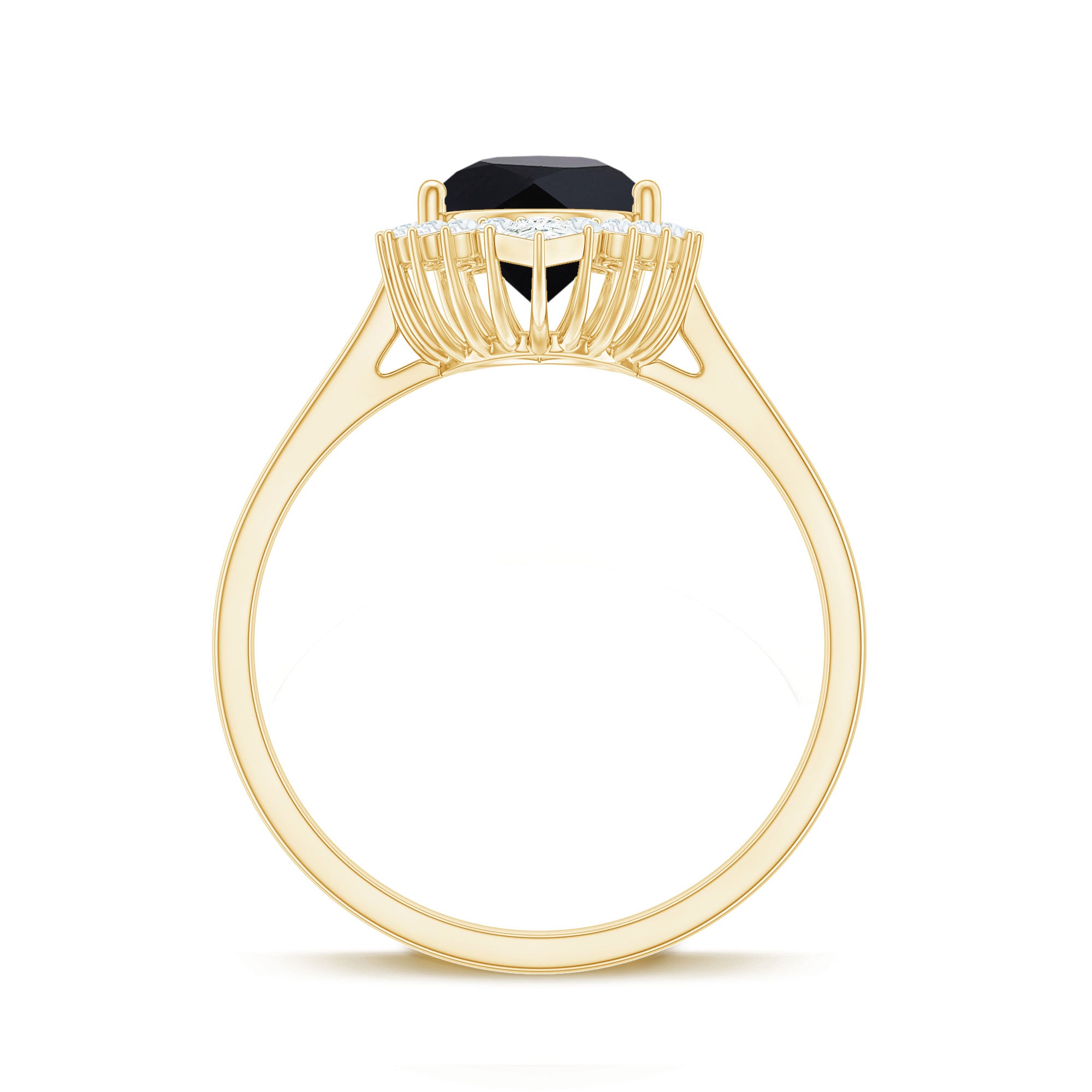 Rosec Jewels-Pear Shaped Black Onyx and Diamond Halo Cocktail Engagement Ring