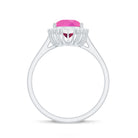 Rosec Jewels-Pear Created Pink Sapphire Cocktail Halo Ring with Diamond