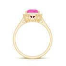 Rosec Jewels-Pear Created Pink Sapphire Cocktail Halo Ring with Diamond