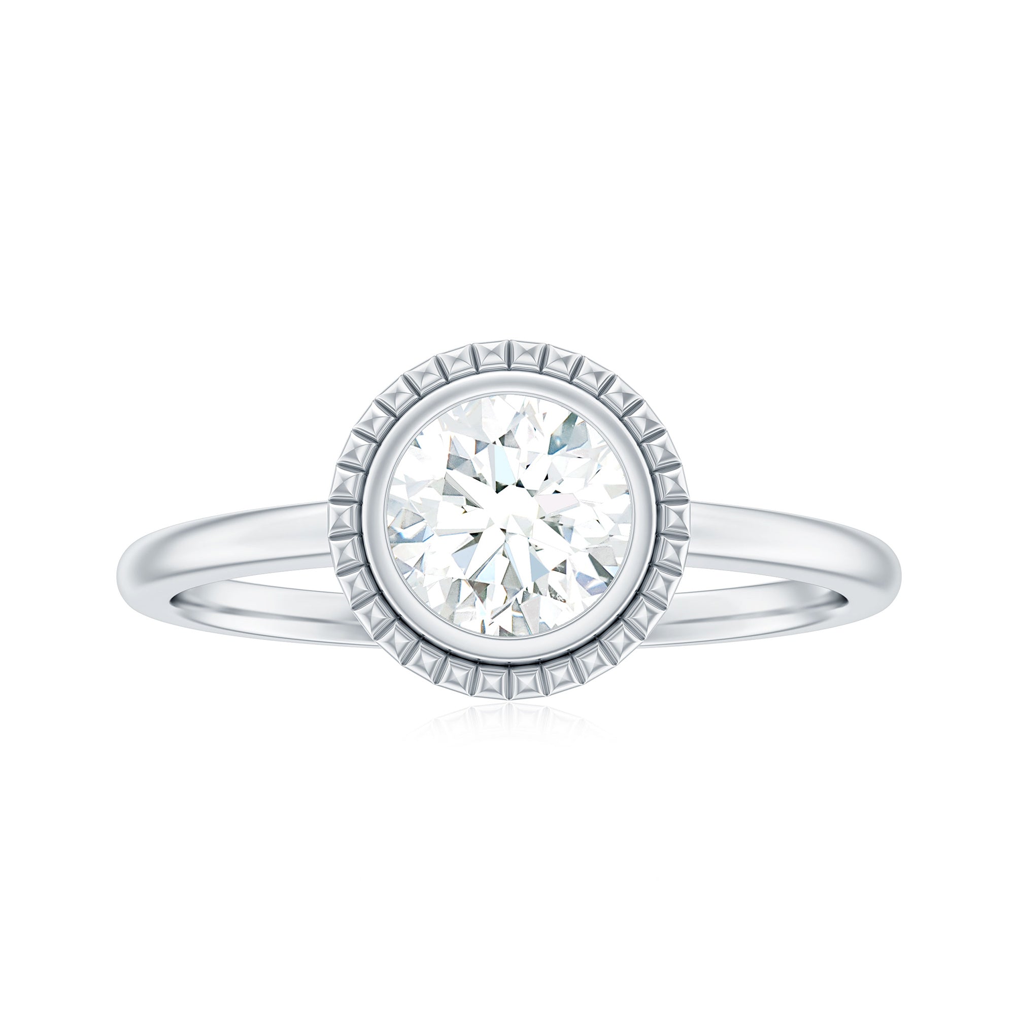 Rosec Jewels-1 CT Round Cut Cubic Zirconia Solitaire Promise Ring in Bezel Setting