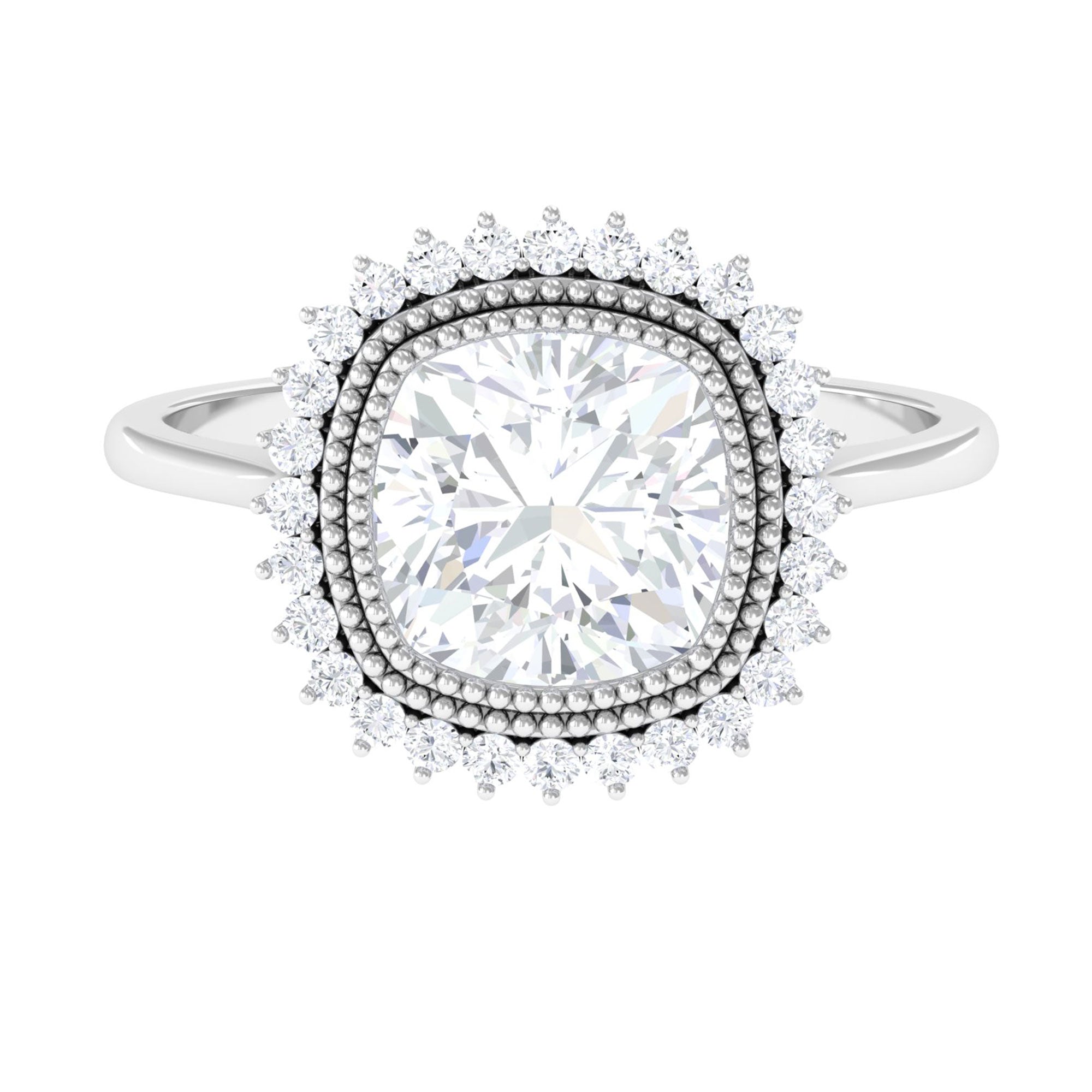 Rosec Jewels-Cushion Cut Moissanite Statement Engagement Ring