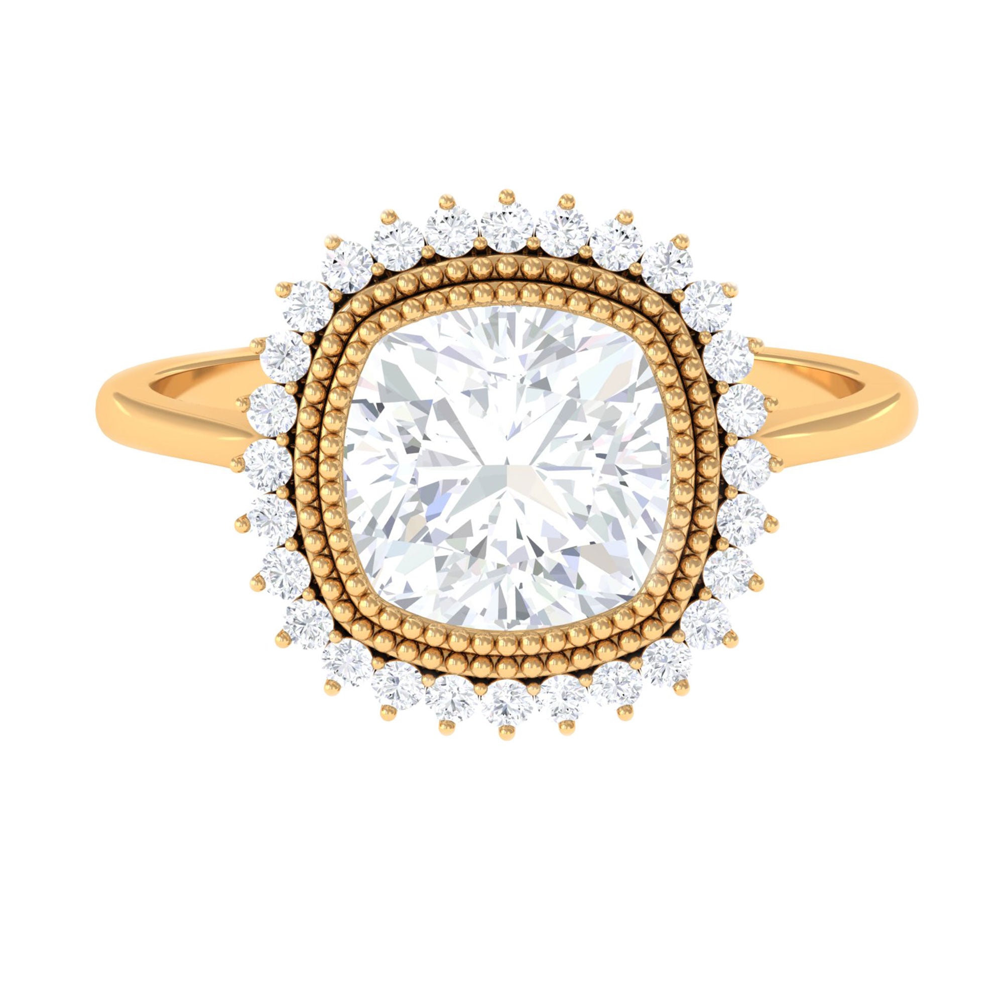 Rosec Jewels-Cushion Cut Moissanite Statement Engagement Ring