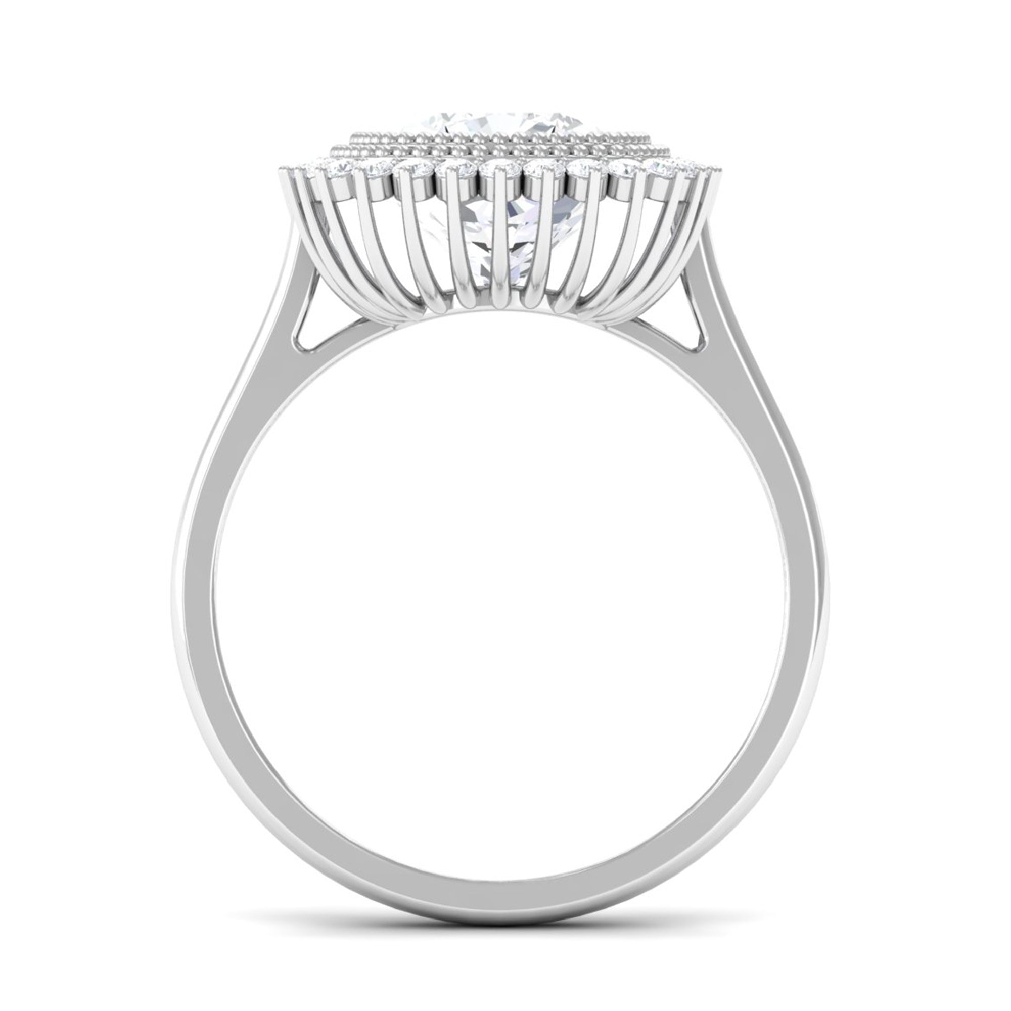 Rosec Jewels-Cushion Cut Simulated Diamond Statement Engagement Ring with Halo