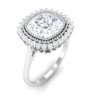 Rosec Jewels-Cushion Cut Simulated Diamond Statement Engagement Ring with Halo