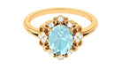 Rosec Jewels-Vintage Inspired Sky Blue Topaz Engagement Ring with Diamond