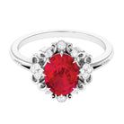 Rosec Jewels-Certified Vintage Inspired Created Ruby Engagement Ring with Diamond