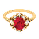 Rosec Jewels-Certified Vintage Inspired Created Ruby Engagement Ring with Diamond