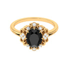 Rosec Jewels-Vintage Inspired Black Onyx Engagement Ring with Diamond