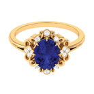 Rosec Jewels-Vintage Inspired Created Blue Sapphire Engagement Ring with Diamond