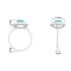 Rosec Jewels-Round Sky Blue Topaz Cocktail Ring with Moissanite Double Halo