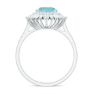 Rosec Jewels-Round Sky Blue Topaz Cocktail Ring with Moissanite Double Halo