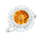 Rosec Jewels-2 CT Round Citrine Cocktail Ring with Moissanite Double Halo