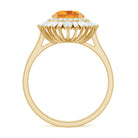 Rosec Jewels-2 CT Round Citrine Cocktail Ring with Moissanite Double Halo