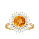 Rosec Jewels-2 CT Round Citrine Cocktail Ring with Moissanite Double Halo