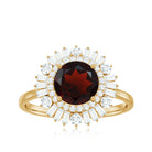 Rosec Jewels-Round Garnet Cocktail Engagement Ring with Diamond Double Halo