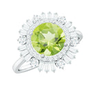 Rosec Jewels-3 CT Round Peridot Cocktail Ring with Moissanite Double Halo