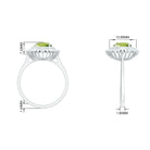 Rosec Jewels-3 CT Round Peridot Cocktail Ring with Moissanite Double Halo