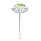 Rosec Jewels-3 CT Round Peridot Cocktail Ring with Moissanite Double Halo