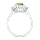 Rosec Jewels-3 CT Round Peridot Cocktail Ring with Moissanite Double Halo