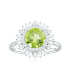 Rosec Jewels-3 CT Round Peridot Cocktail Ring with Moissanite Double Halo