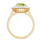 Rosec Jewels-3 CT Round Peridot Cocktail Ring with Moissanite Double Halo