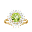 Rosec Jewels-3 CT Round Peridot Cocktail Ring with Moissanite Double Halo