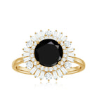 Rosec Jewels-Black Onyx Cocktail Engagement Ring with Moissanite Double Halo