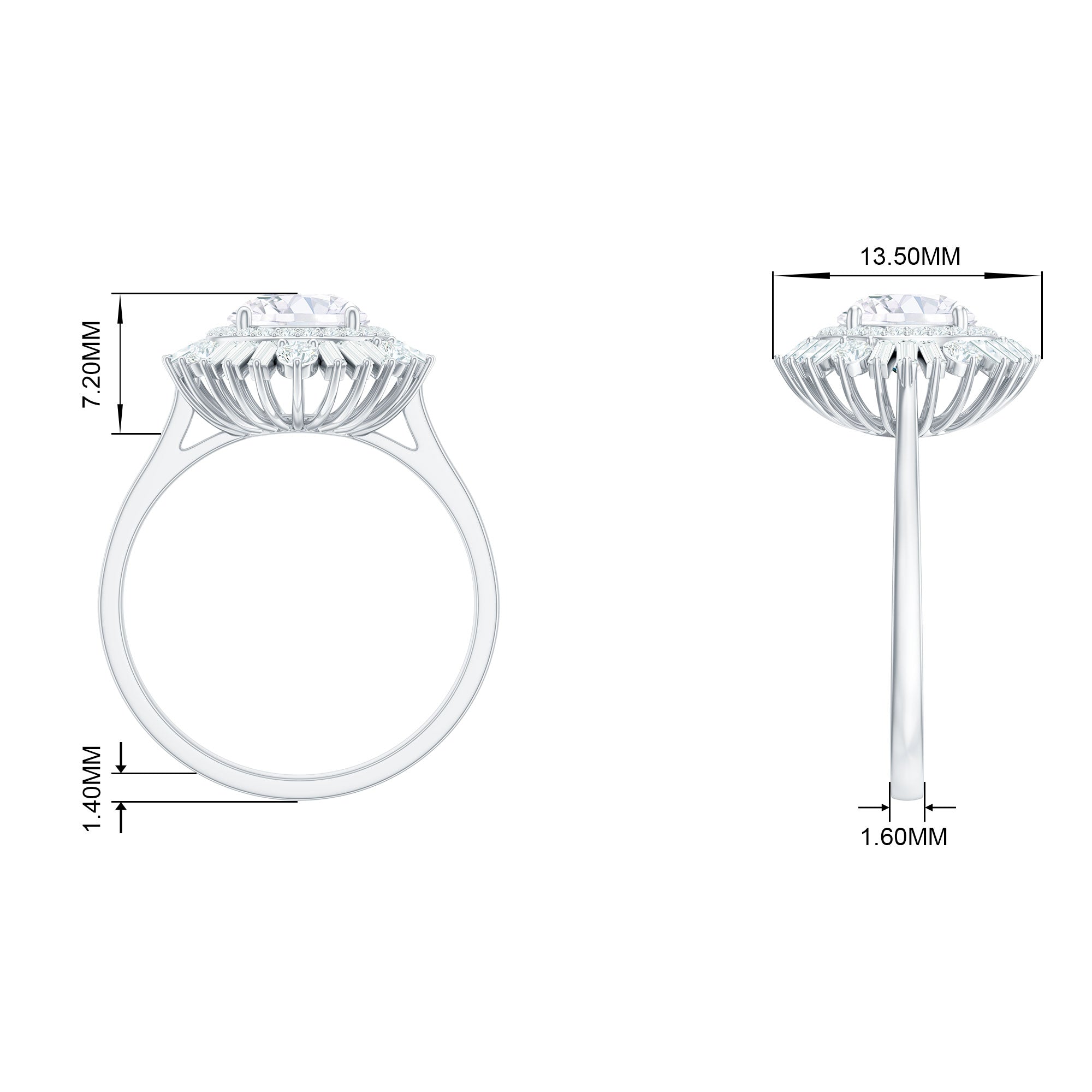 Rosec Jewels-2.25 CT Zircon Cocktail Engagement Ring in Gold