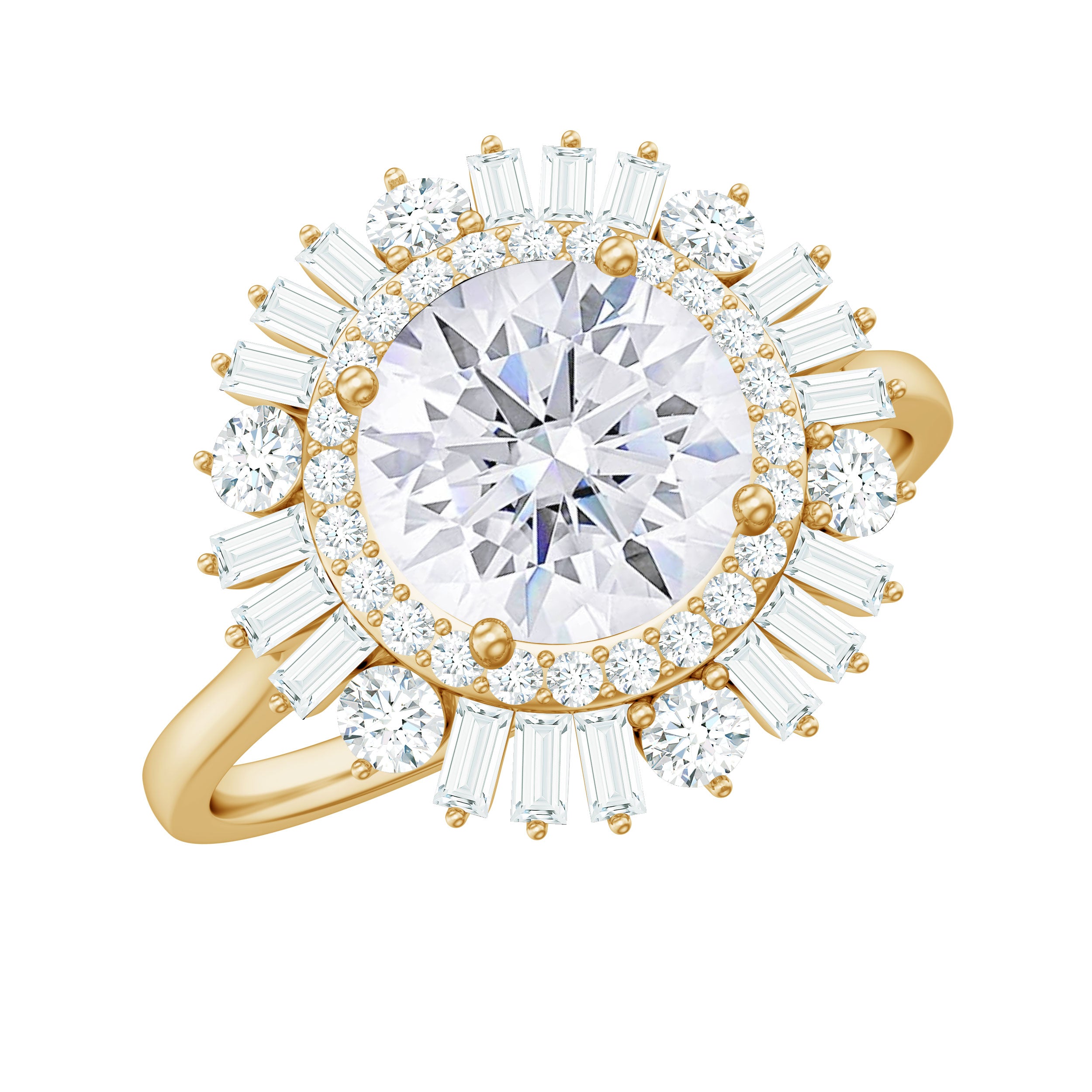 Rosec Jewels-2.25 CT Zircon Cocktail Engagement Ring in Gold