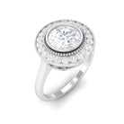 Rosec Jewels-2 CT Vintage Inspired Round Moissanite Halo Engagement Ring in Gold