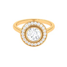 Rosec Jewels-2 CT Vintage Inspired Round Moissanite Halo Engagement Ring in Gold