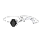 Rosec Jewels-Created Black Diamond and Diamond Engagement Enhancer Ring Set